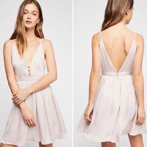 Free People Gabby’s Party All Night Fit & Flare Satin Dress Pink size 4